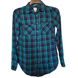3/$15 A New Day Green/blue Plaid Button Down Shirt Size Xs